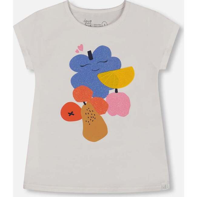 Organic Cotton Tee, Fruits On White Background