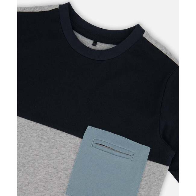 Organic Cotton Tee, Gray, Navy And Teal - T-Shirts - 4