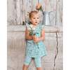 Organic Cotton Dress, Small Turquoise Flowers - Dresses - 2