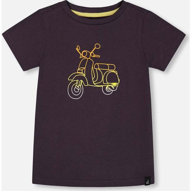 Organic Cotton Tee, Dark Gray And Multicolored Vespa