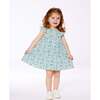 Organic Cotton Dress, Small Turquoise Flowers - Dresses - 3