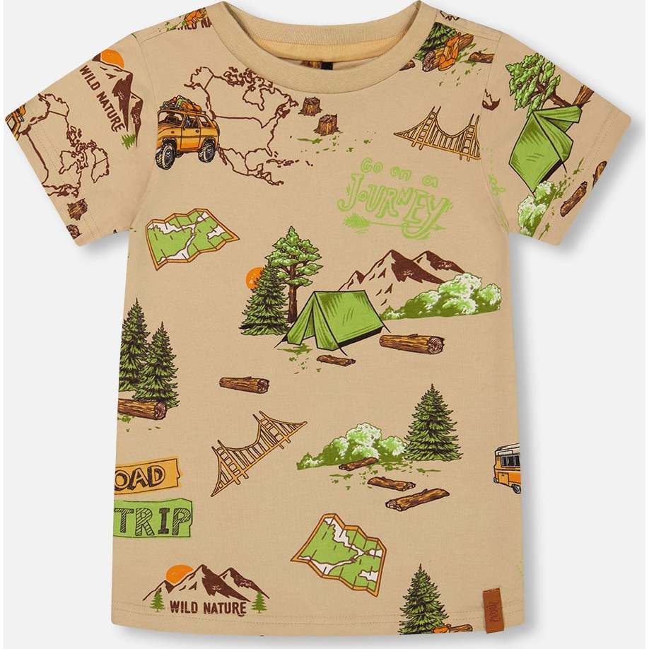 Organic Cotton Tee, Camping Beige - T-Shirts - 1