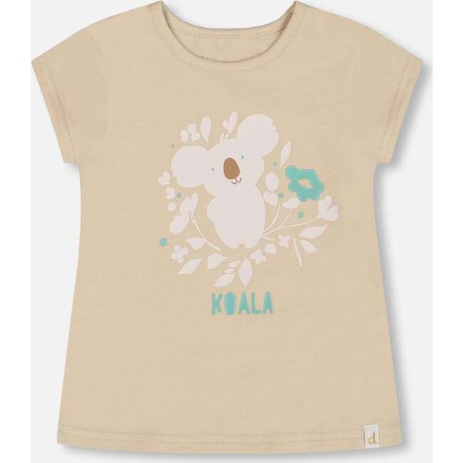 Organic Cotton Tee, Beige And Cream Koala