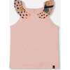 Organic Cotton Tank Top With Frill, Pink With Black Butterfly - T-Shirts - 1 - thumbnail