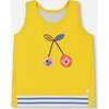 Organic Cotton Tank Top, Yellow And Cherries - T-Shirts - 1 - thumbnail