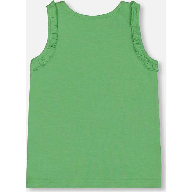 Organic Cotton Tank With Frills, Flowers On Green Background - T-Shirts - 4