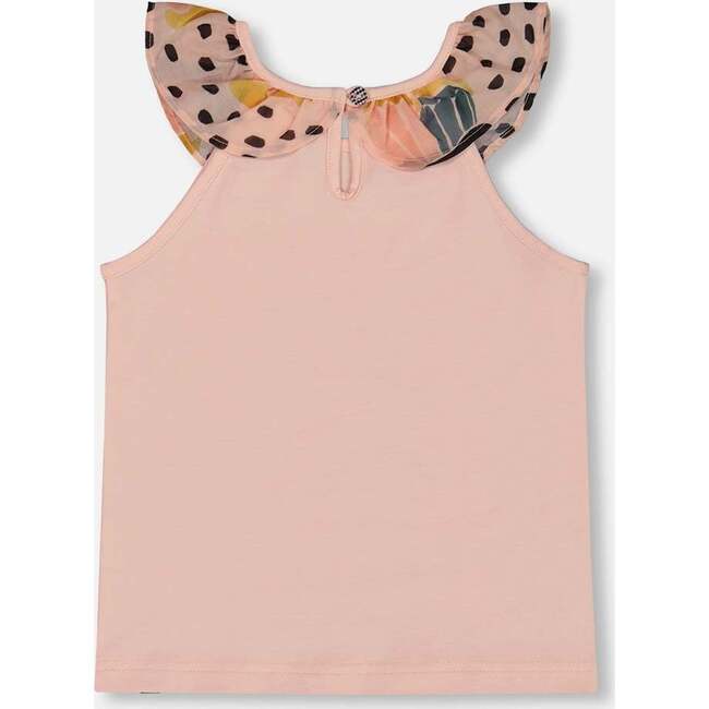 Organic Cotton Tank Top With Frill, Pink With Black Butterfly - T-Shirts - 3