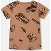 Organic Cotton Tee, Beige And Black Dinos - T-Shirts - 4