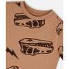 Organic Cotton Tee, Beige And Black Dinos - T-Shirts - 5