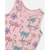 Organic Cotton Tank Top With Fringe, Palm Trees, Pink Flamingo, And Turquoise - T-Shirts - 4