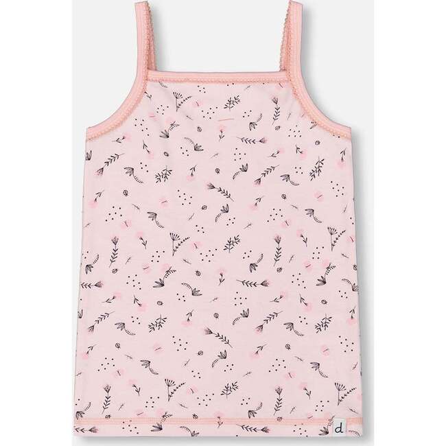 Organic Cotton Tank Top, Small Pink Flowers On Pale Pink Background