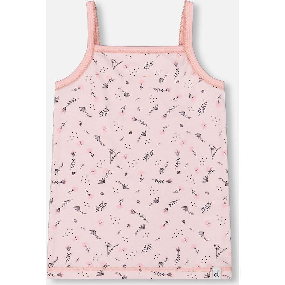 Organic Cotton Tank Top, Small Pink Flowers On Pale Pink Background - Underwear - 1