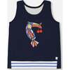 Organic Cotton Tank Top, Navy Blue And Toucan - T-Shirts - 1 - thumbnail