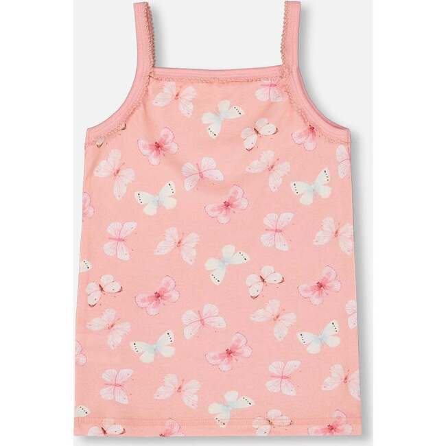 Organic Cotton Tank Top, Pink And Blue Butterflies On Old Pink - Underwear - 2