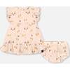 Organic Cotton Dress And Bloomer Set, Peach With Pears Print - Dresses - 1 - thumbnail