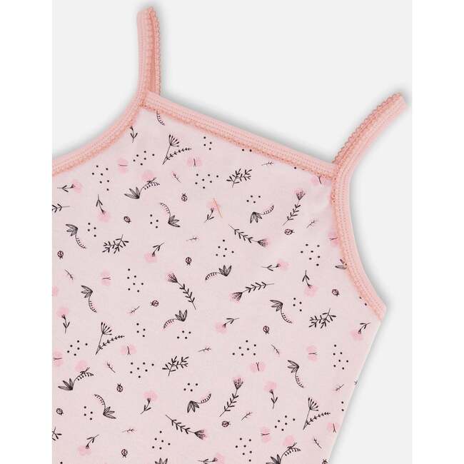 Organic Cotton Tank Top, Small Pink Flowers On Pale Pink Background - Underwear - 3