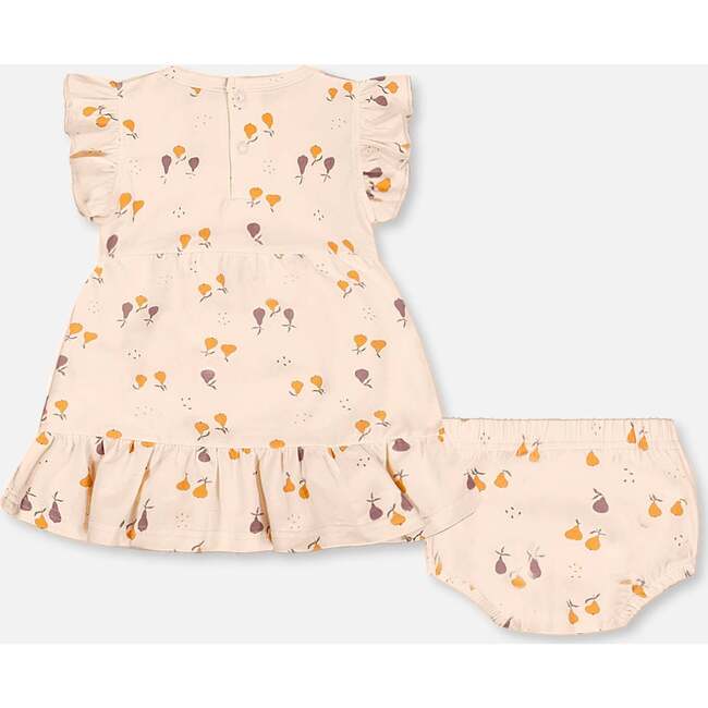 Organic Cotton Dress And Bloomer Set, Peach With Pears Print - Dresses - 3