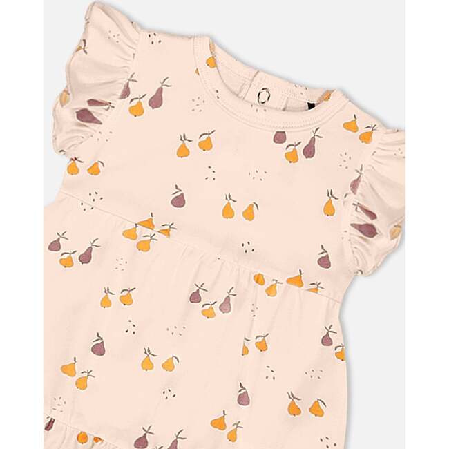 Organic Cotton Dress And Bloomer Set, Peach With Pears Print - Dresses - 4