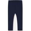 Organic Cotton Capri Leggings With Mesh, Navy Blue - Leggings - 3