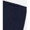 Organic Cotton Capri Leggings With Mesh, Navy Blue - Leggings - 4