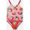 One-Piece Swimsuit, Pink Gradient Strawberry - One Pieces - 1 - thumbnail