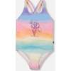 One-Piece Swimsuit, Flowers On Multicolored Background - One Pieces - 1 - thumbnail