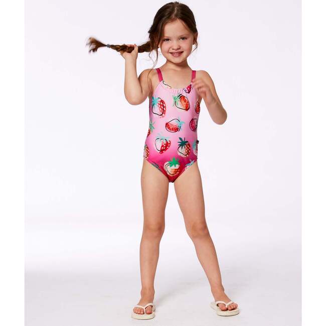 One-Piece Swimsuit, Pink Gradient Strawberry - One Pieces - 3