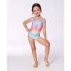 One-Piece Swimsuit, Flowers On Multicolored Background - One Pieces - 2
