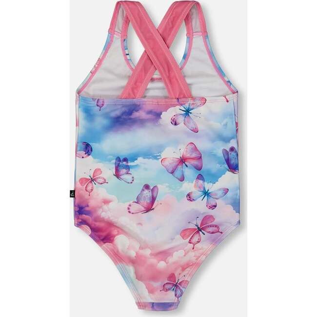 One-Piece Swimsuit, Butterflies On Multicolored Background - One Pieces - 3