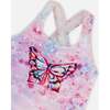 One-Piece Swimsuit, Pink Butterflies With Bubble Effects - One Pieces - 4