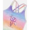 One-Piece Swimsuit, Flowers On Multicolored Background - One Pieces - 4