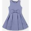 Neoprene Bow Dress, Old Blue - Dresses - 1 - thumbnail