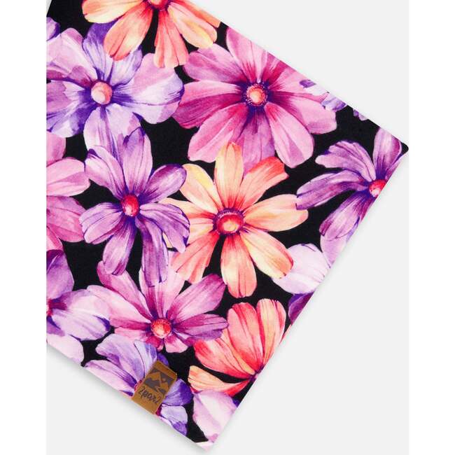 Neck Tube, Black With Pink And Orange Flowers - Scarves - 3