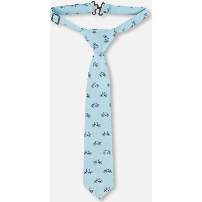 Neck Tie, Pale Blue With Bicycle