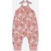 Muslin Tie Strap Jumpsuit, Pink And White Flowers - Rompers - 1 - thumbnail