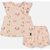 Muslin Top And Bloomer Set, Peach With Pears Print - Mixed Apparel Set - 1 - thumbnail