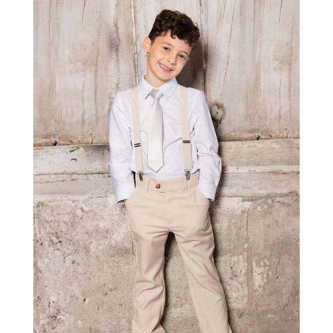 Neck Tie, Light Taupe Striped - Bowties & Ties - 2