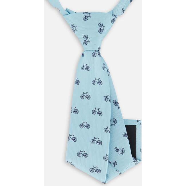 Neck Tie, Pale Blue With Bicycle - Bowties & Ties - 2