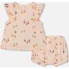 Muslin Top And Bloomer Set, Peach With Pears Print - Mixed Apparel Set - 2