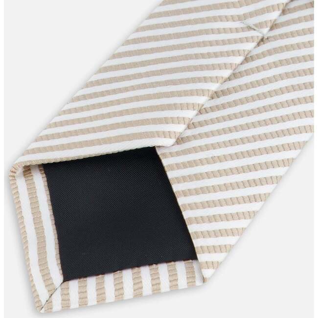 Neck Tie, Light Taupe Striped - Bowties & Ties - 4