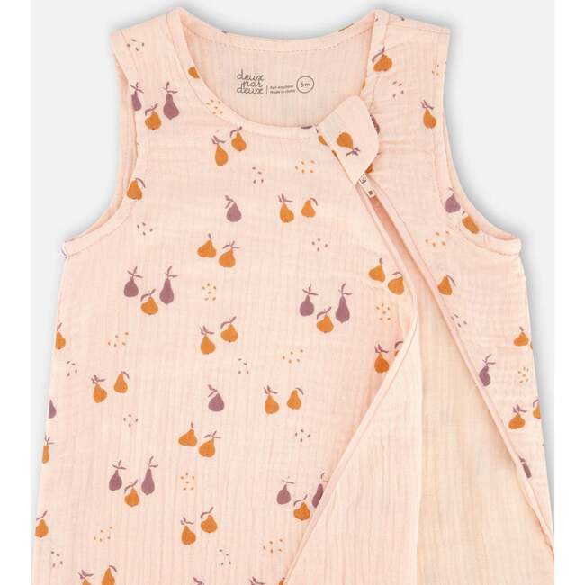 Muslin Sleep Sack, Peach With Pears Print - Pajamas - 2