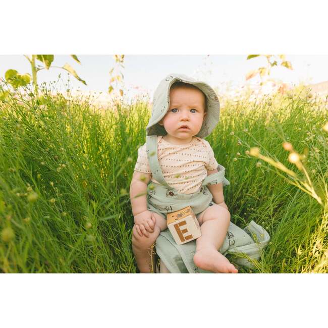 Muslin Shortall And Organic Cotton Onesie Set, Sage Monkey And Off-White - Mixed Apparel Set - 2