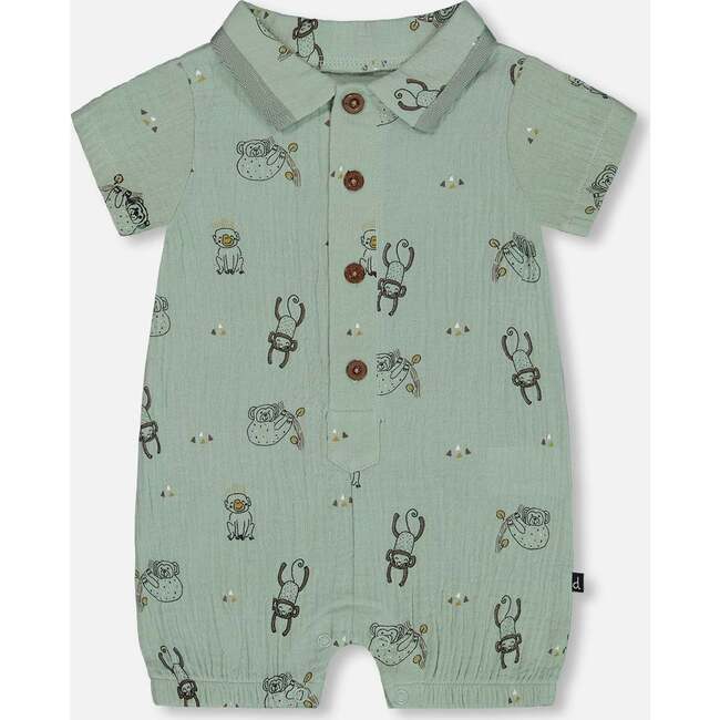 Muslin Romper, Sage Monkey