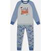 Organic Cotton Long Sleeve Top And Pants Two-Piece Pajama Set, Tools On Bluish Gray Background - Pajamas - 1 - thumbnail