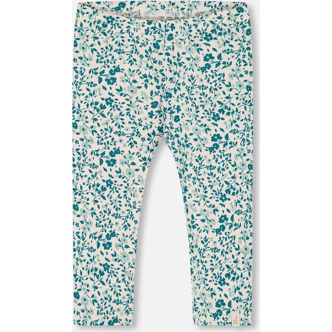 Organic Cotton Legging, Small Turquoise Flowers - Leggings - 1