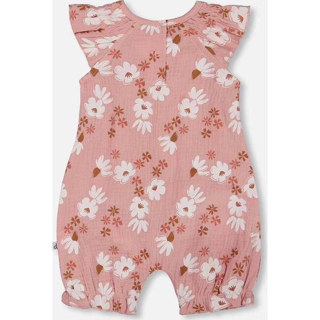 Muslin Romper, Pink And White Flowers - Rompers - 4