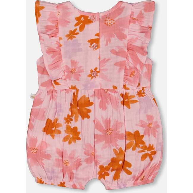 Muslin Romper, Pink And Coral Flowers - Rompers - 4