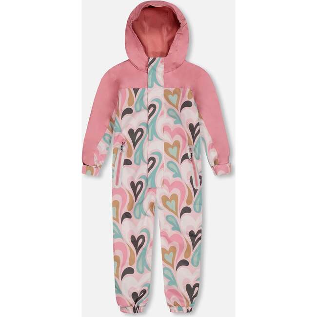 Mid-Season One-Piece Outerwear, Light Pink With Hearts