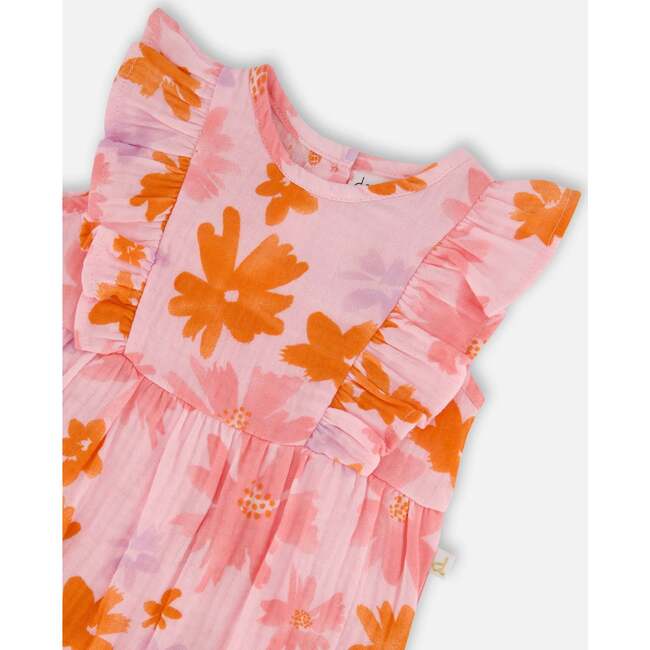 Muslin Romper, Pink And Coral Flowers - Rompers - 5