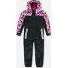 Mid-Season One-Piece Outerwear, Black With Pink And Orange Flowers - Jackets - 1 - thumbnail